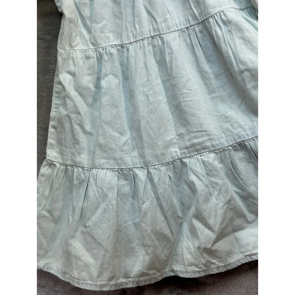 OshKosh Bgosh Toddler Girls Light Blue Tiered Smocked Chambray Dress 4T NEW